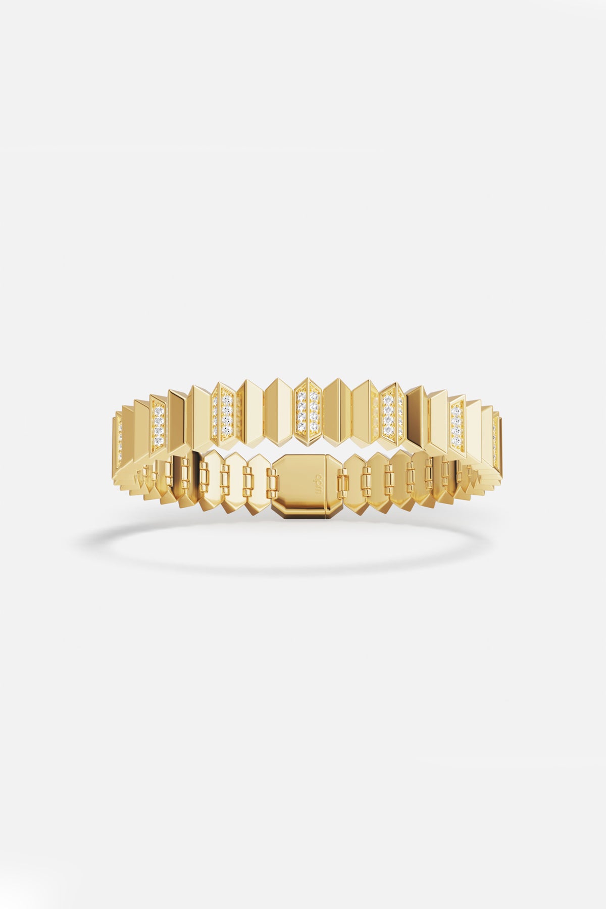 APM Bracelet in golden color, sculpted edges and quiet brilliance for modern allure.