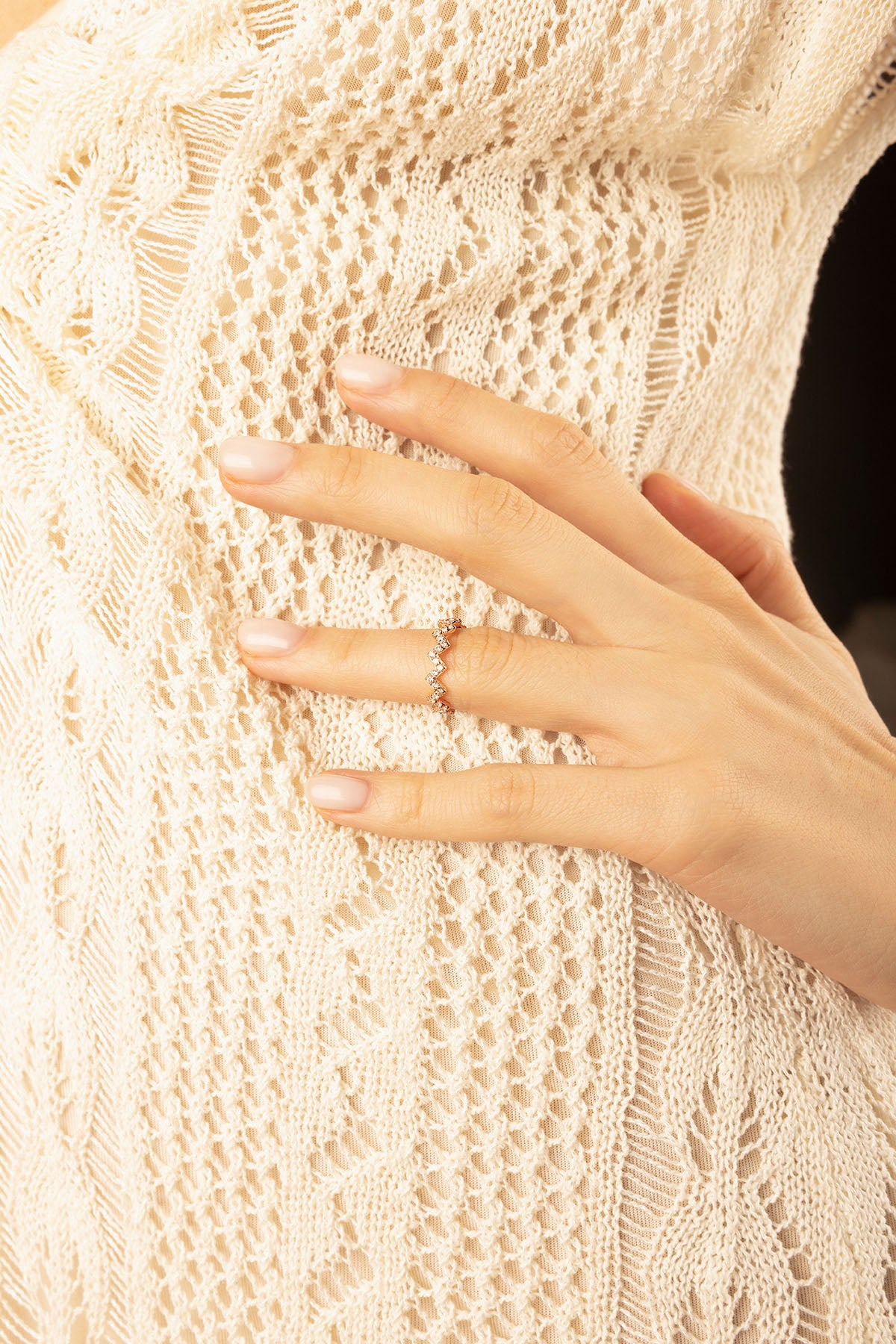 APM Monaco Up and Down Phalanx Ring in yellow gold worn on hand