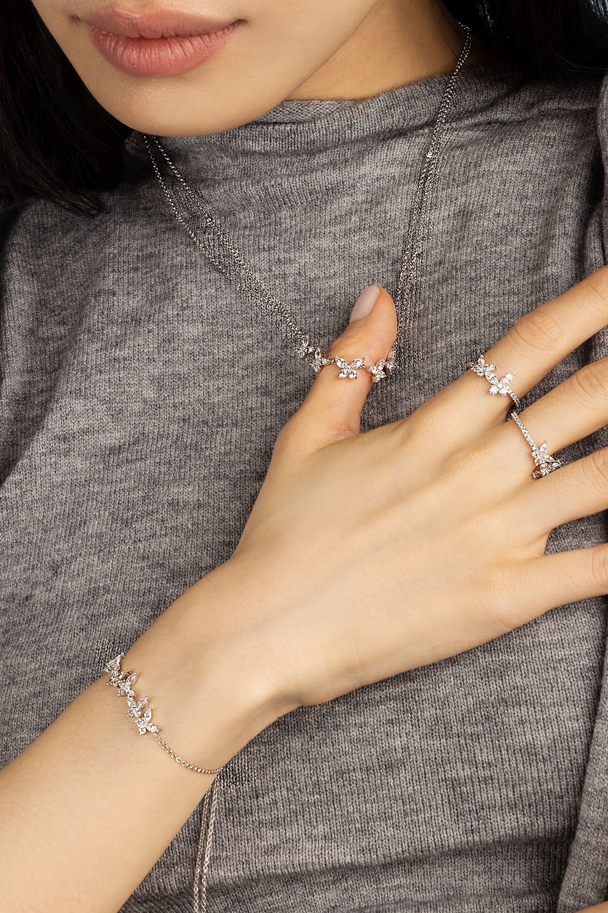 APM Monaco Butterfly Ring in Silver worn on model