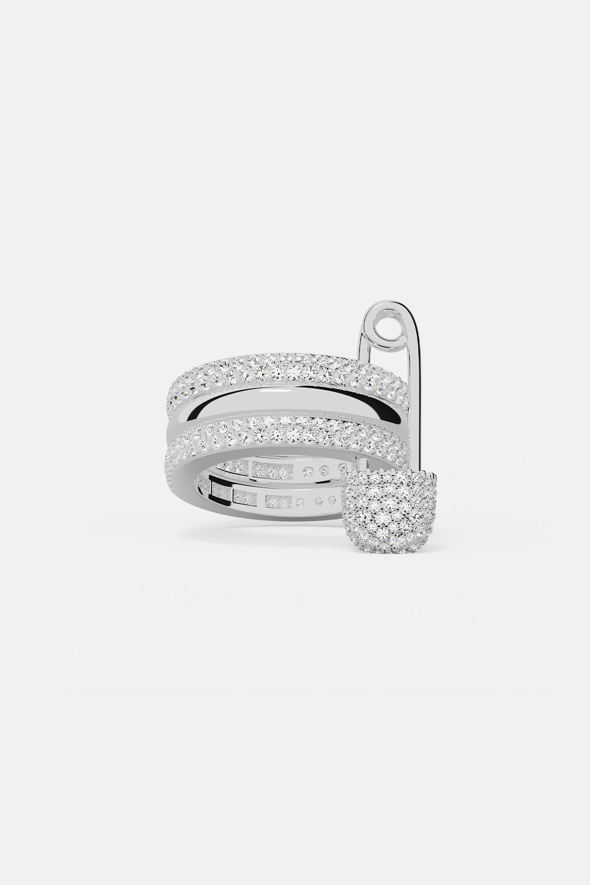 Love, Smile, Bonheur Triple Hoop Safety Pin Ring