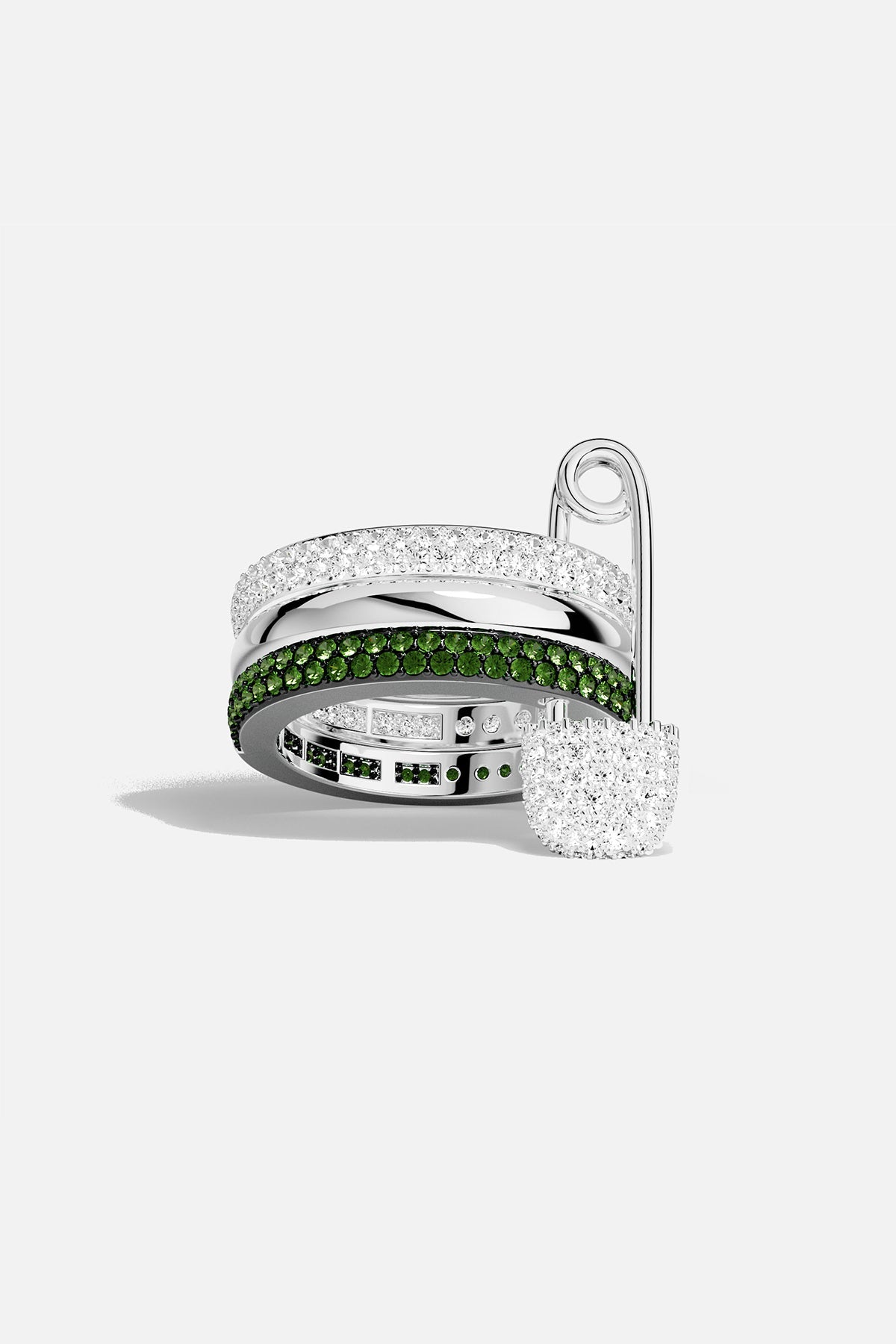 Morse Code Statement Ring, Green CZ | APM Monaco