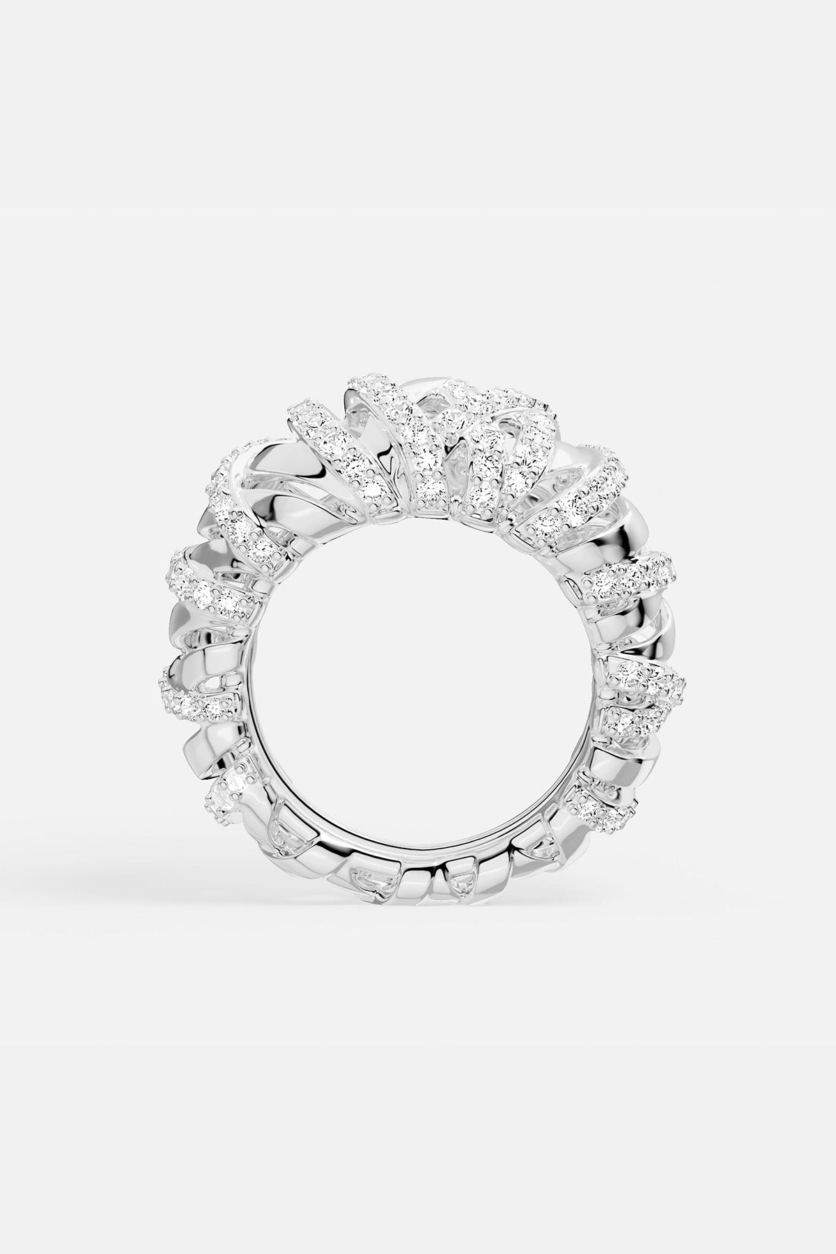 APM MONACO enlace ring in silver on a white background