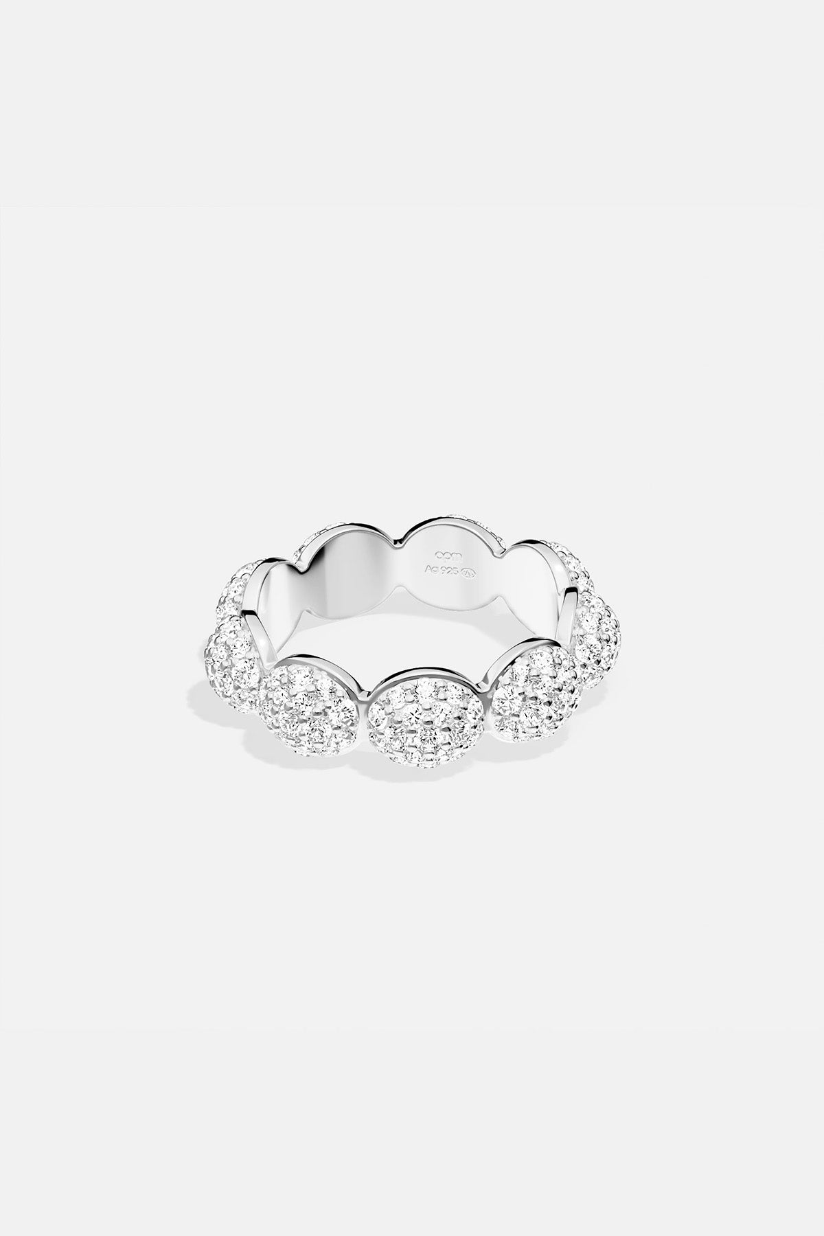 APM MONACO silver pave ring on a light gray background