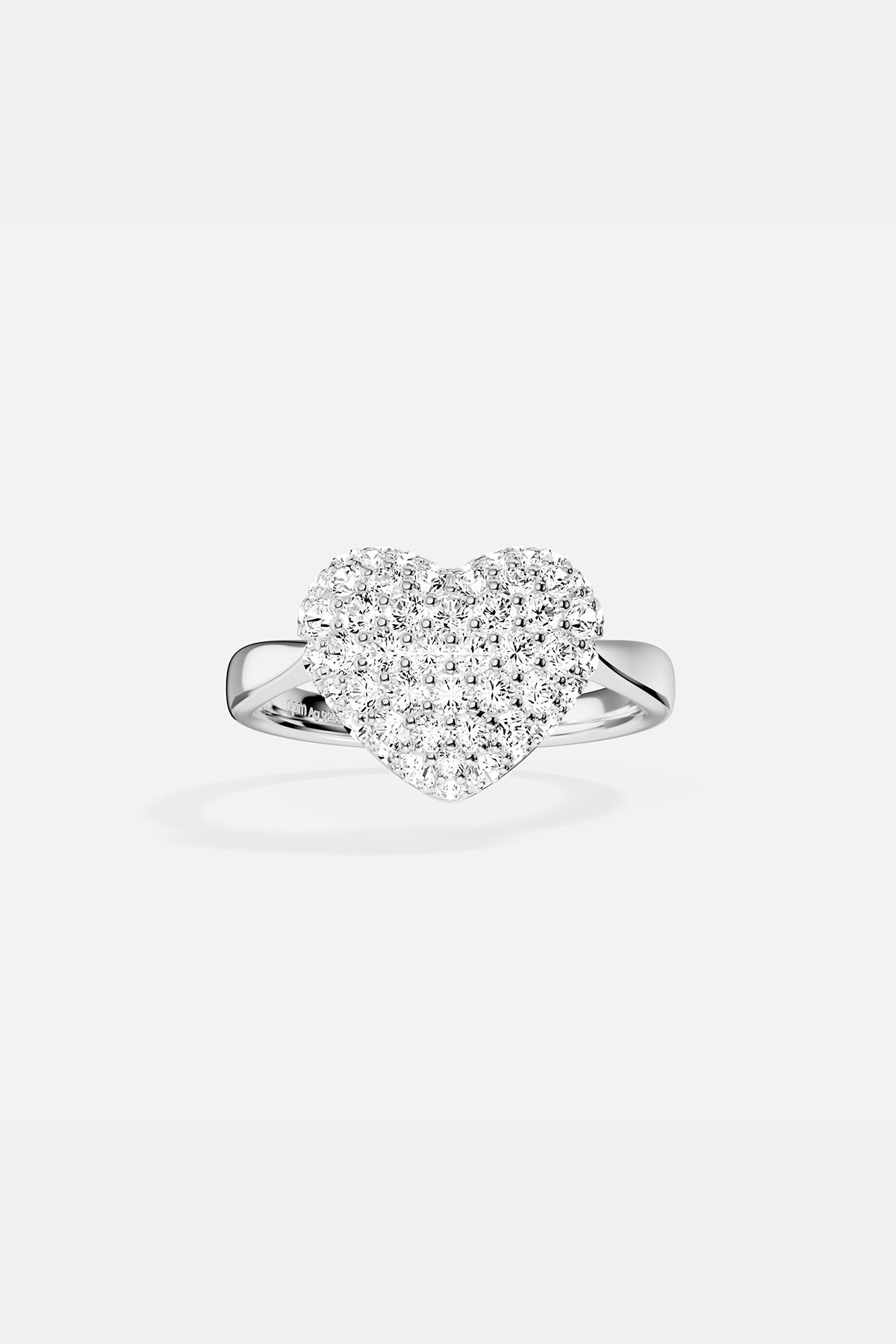 APM MONACO heart-shaped ring in silver on a white background