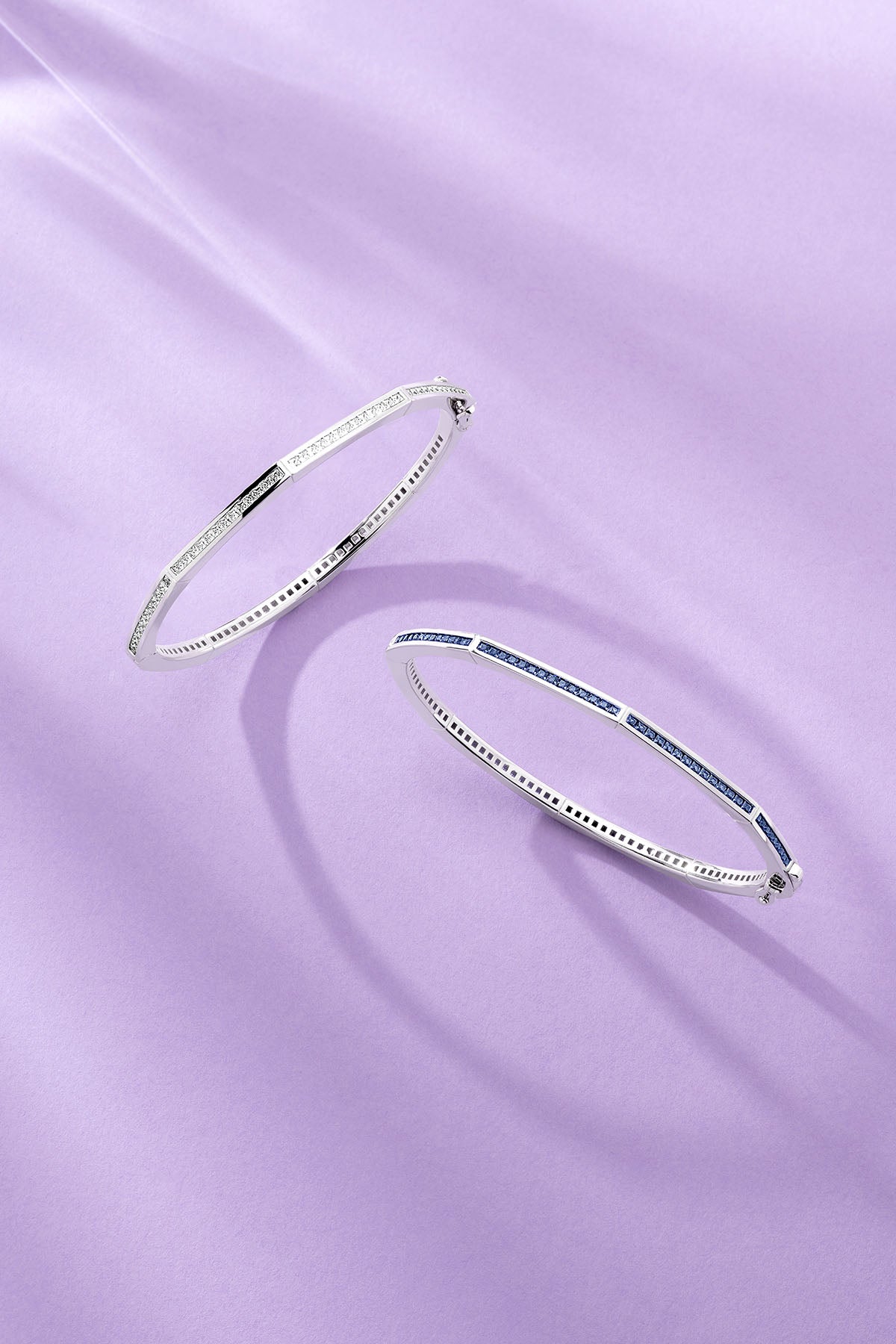 Geometric Pavé Bangle on a purple background