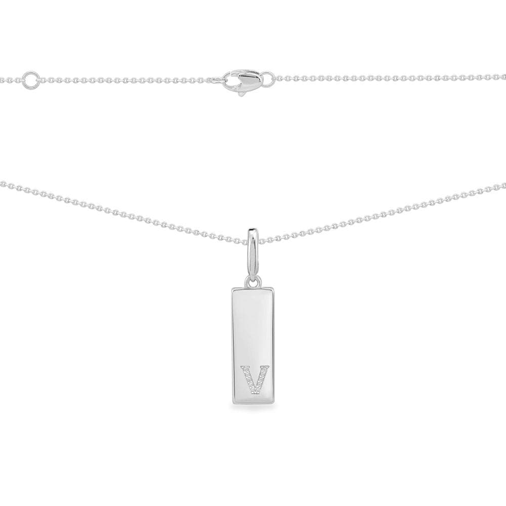 Necklaces APM Monaco: silver-tone initial V pendant on a chain; minimalist, letter-shaped pendant.