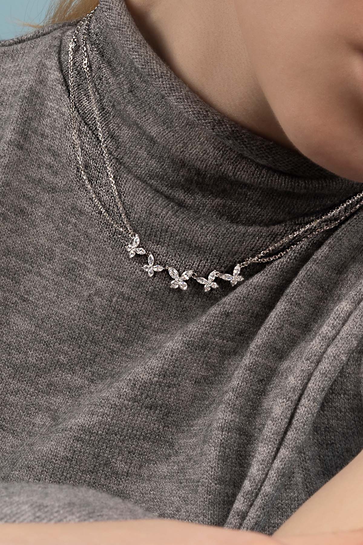 Butterflies Double Chain Adjustable Necklace