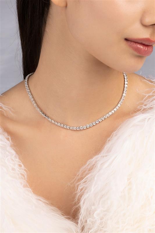 APM MONACO pave choker in silver worn on model
