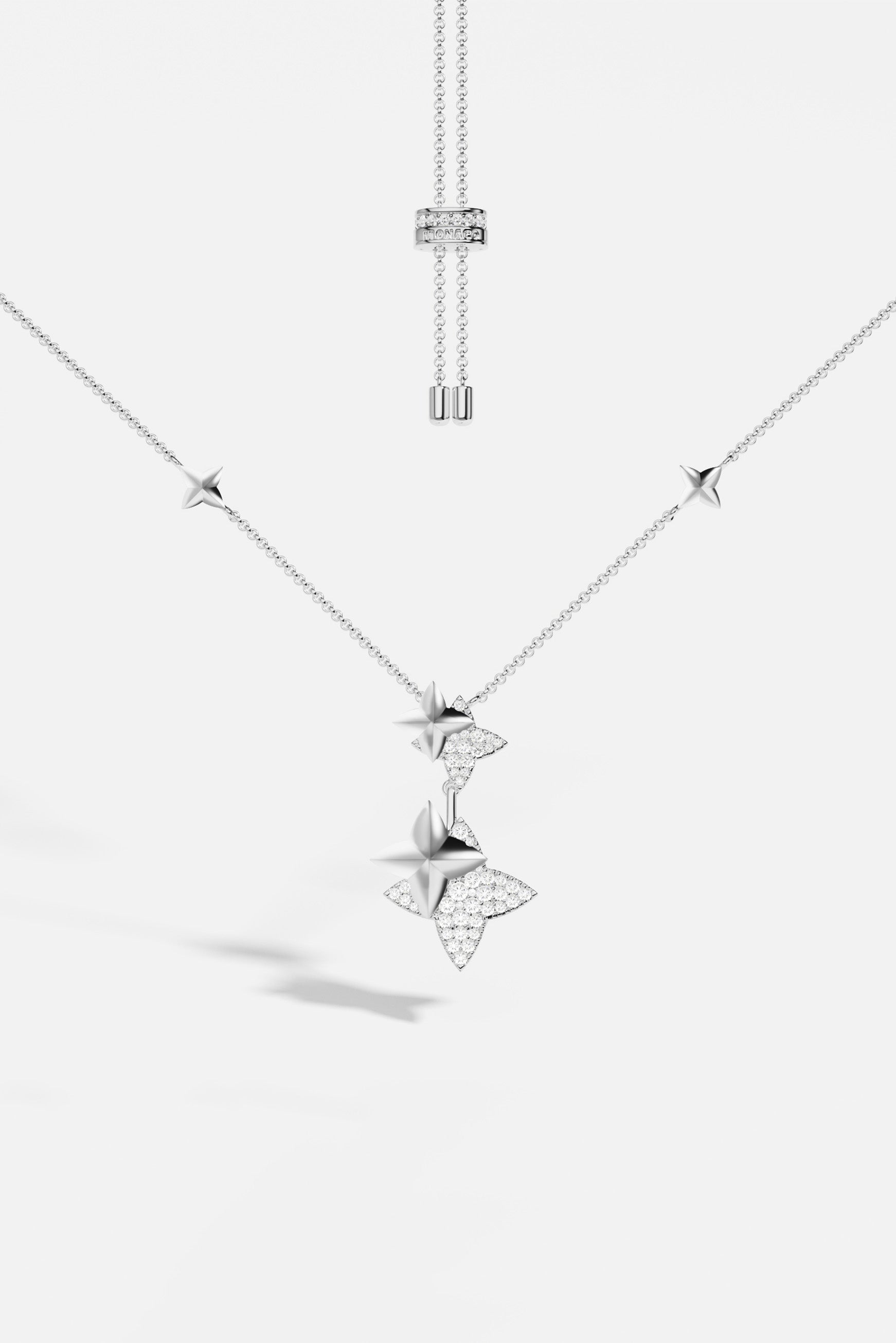 Necklaces APM Monaco, adjustable silver-tone necklace with double pendants and a slim chain.