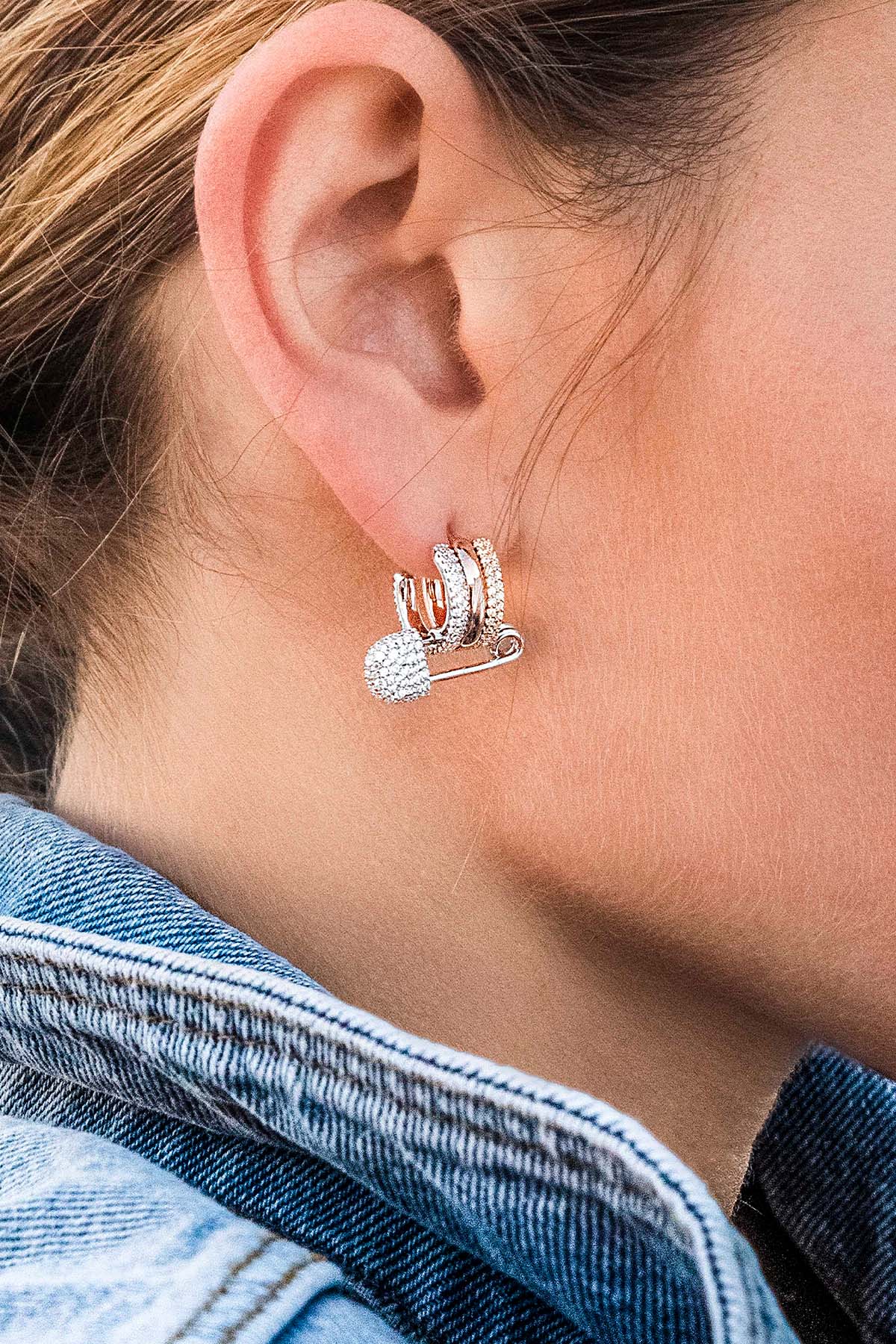 APM Monaco Mutlicolor Earrings With Safety Pins in Silver