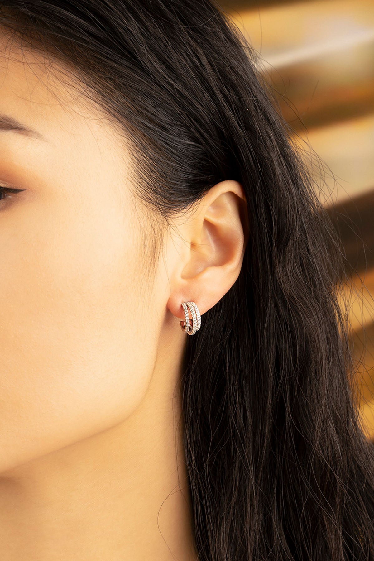 APM Monaco Triple Hoop Earrings in Silver