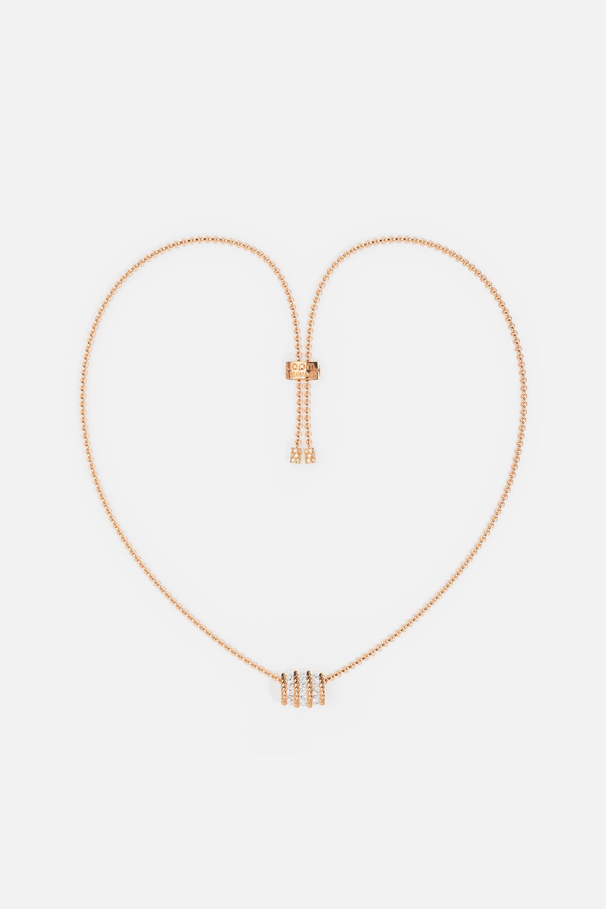 APM MONACO Torsade Adjustable necklace in rose gold on white background
