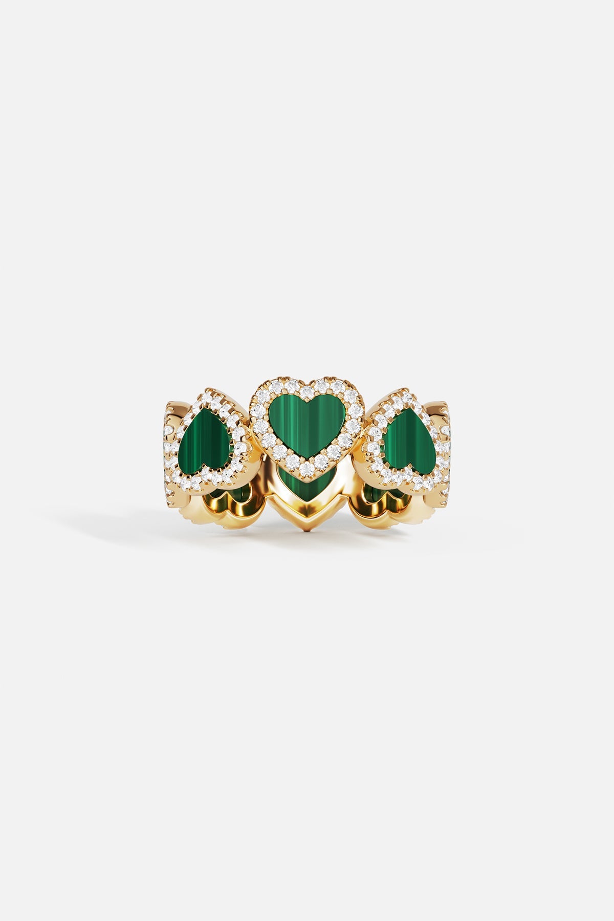 APM Monaco Malachite Heart Ring in Yellow Gold