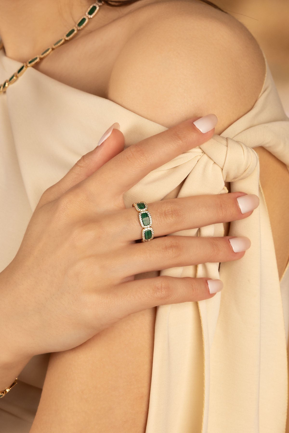 APM Monaco Malachite Ring in Yellow Gold