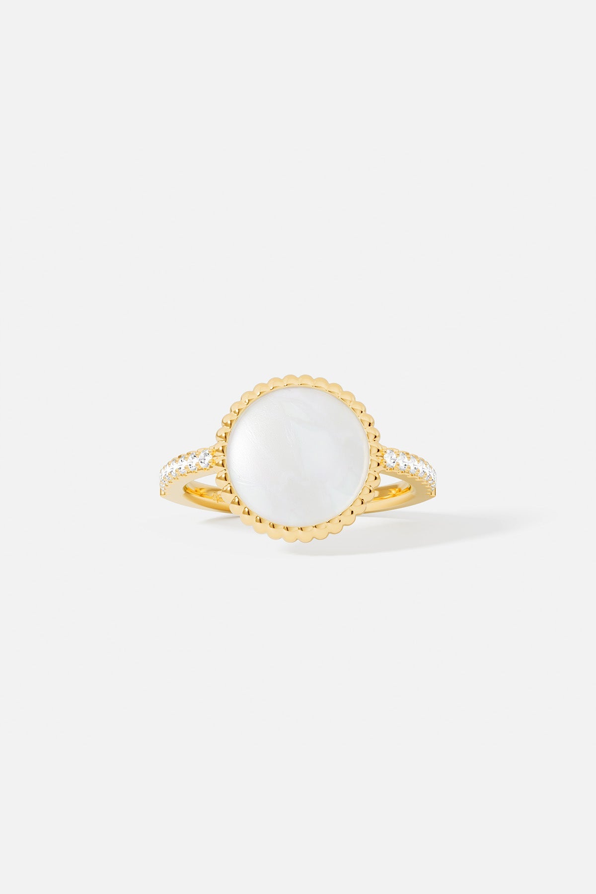 APM Monaco White Nacre Météorites Ring in Yellow Gold