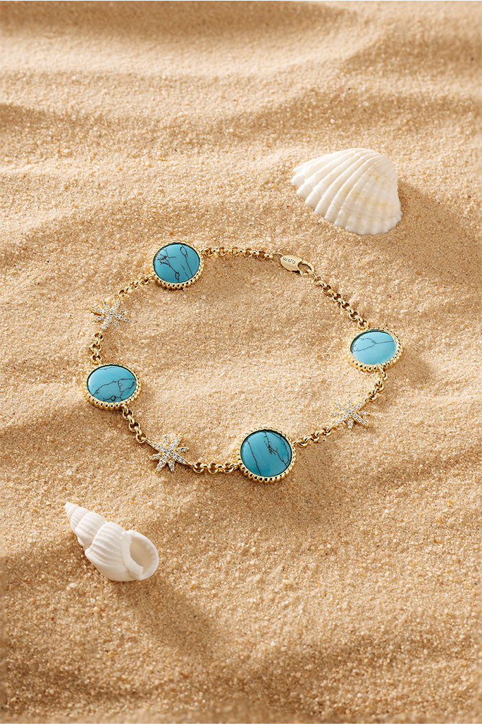 APM Monaco Lagoon Météorites Bracelet in Yellow Gold on soft beach