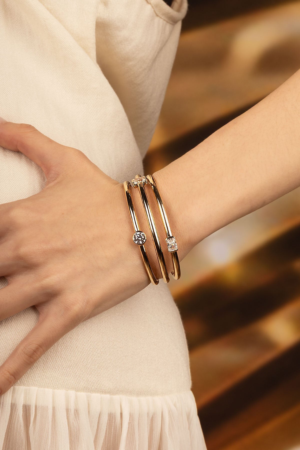 APM Monaco Triple Éclat Cuff in Yellow Gold