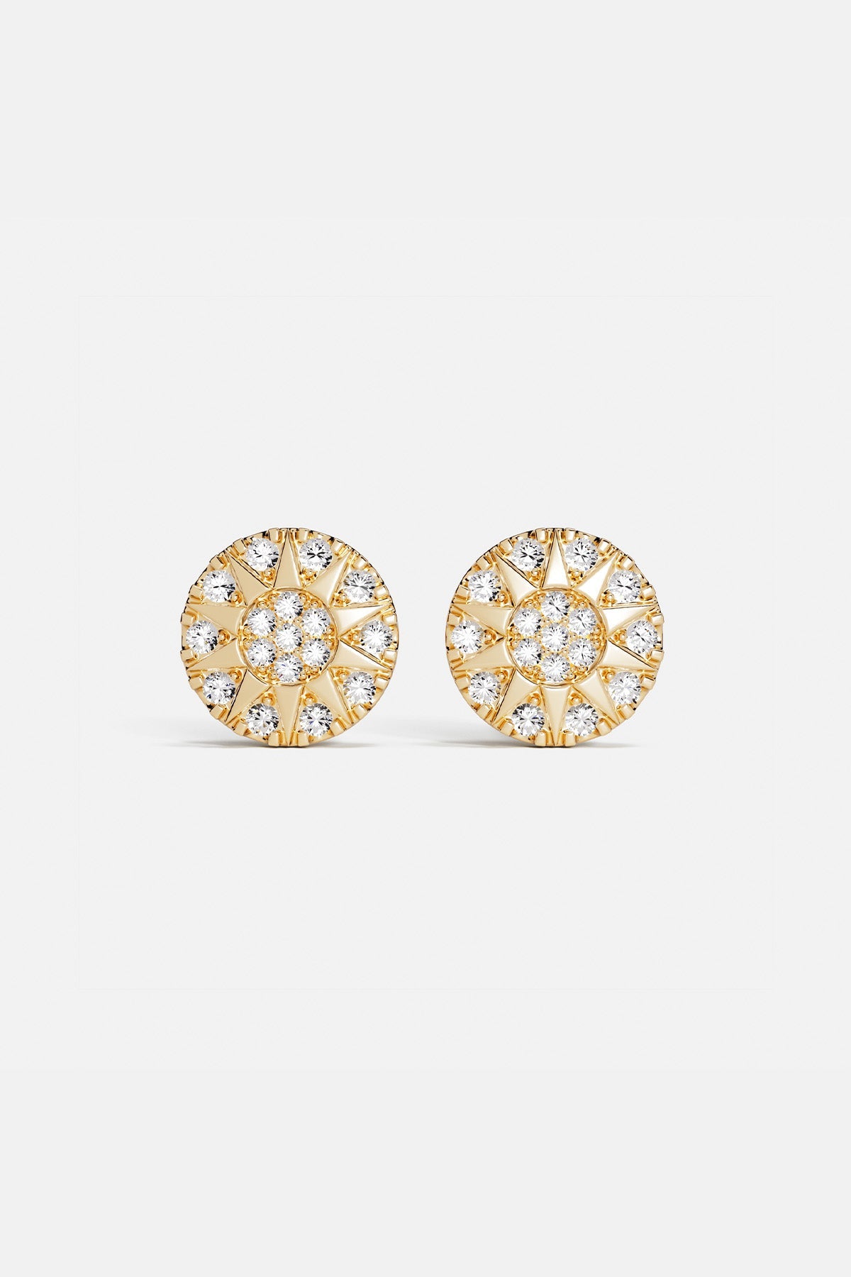 Earrings APM Monaco: yellow gold stud earrings with round white stones.