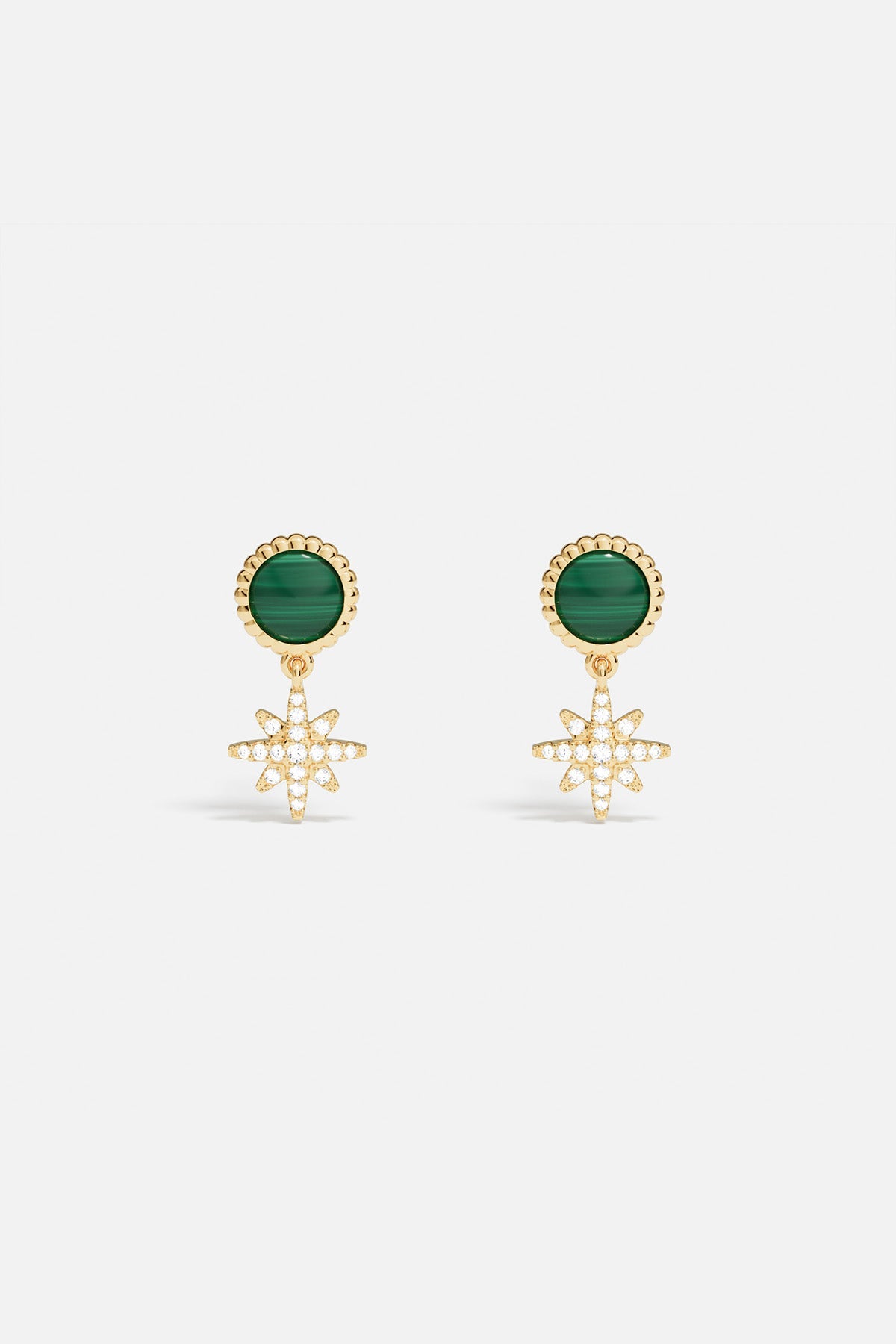 APM Monaco Malachite Météorites Earrings in Yellow Gold