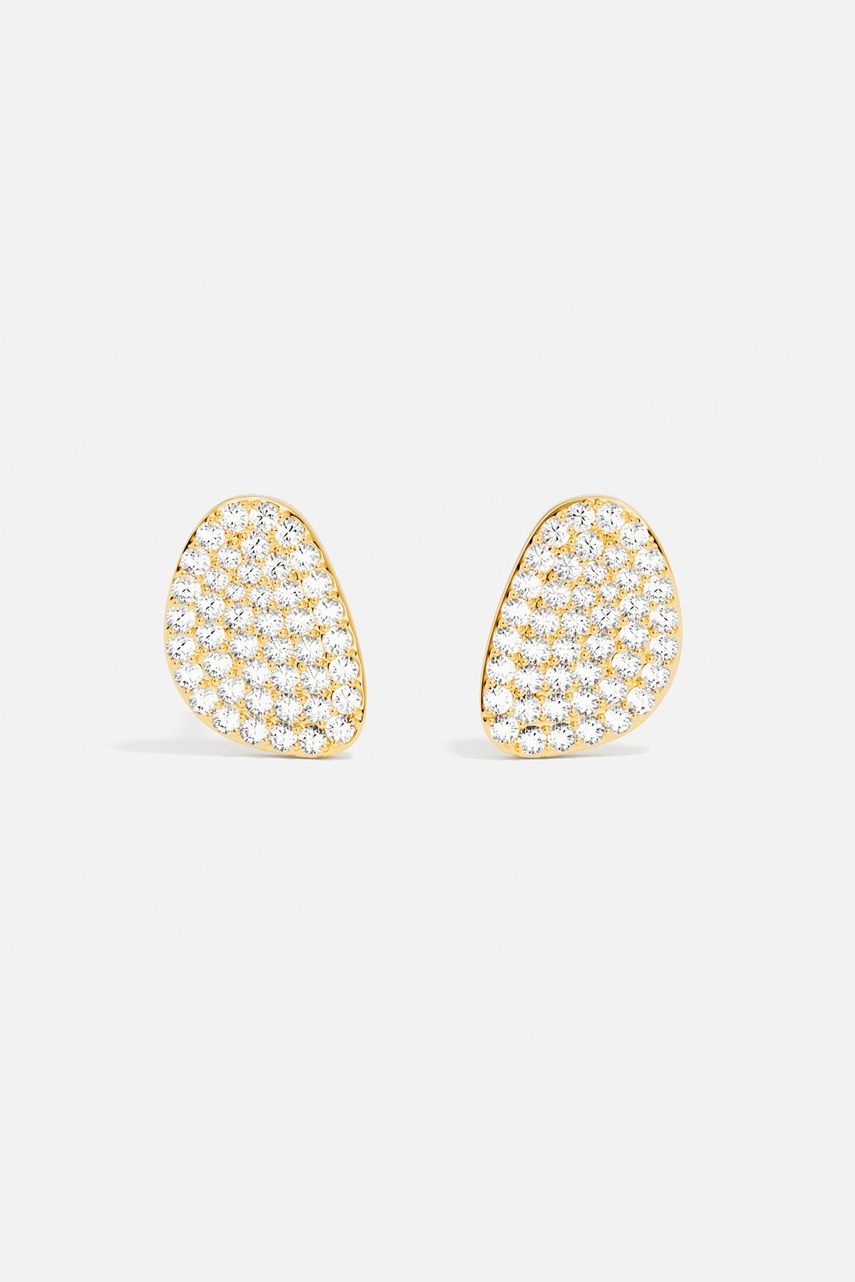 APM Monaco Pavé Galet Stud Earrings in Yellow Gold