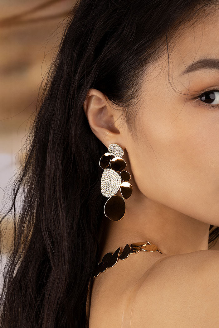 APM Monaco Statement Galet Earrings in Yellow Gold