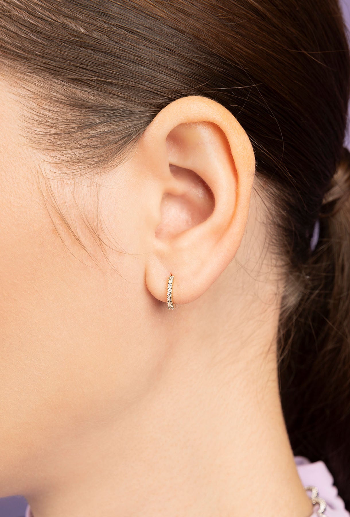 Pavé Gold Huggie Earrings - APM Monaco