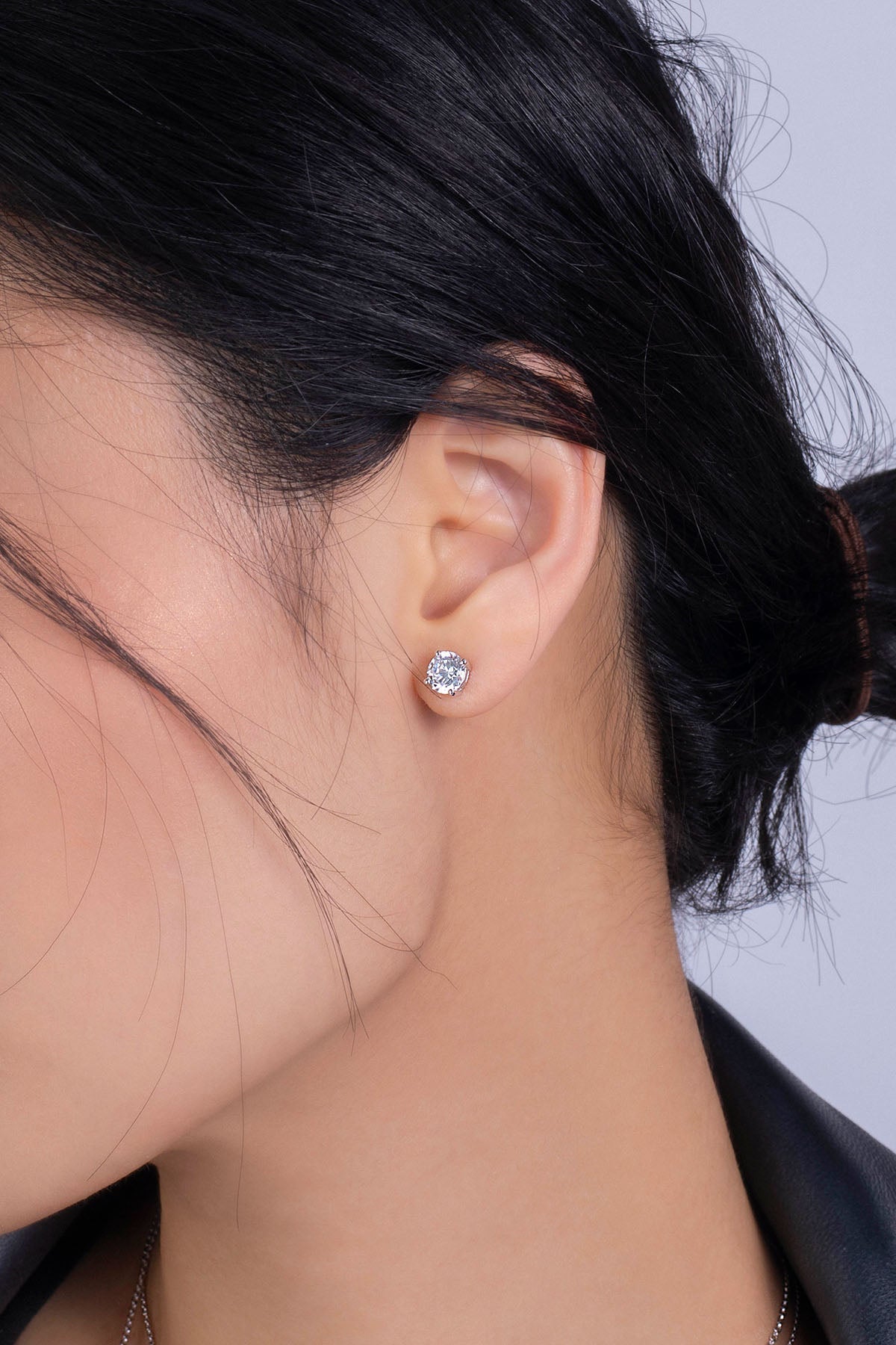 APM Monaco Round Stud Earrings in Silver