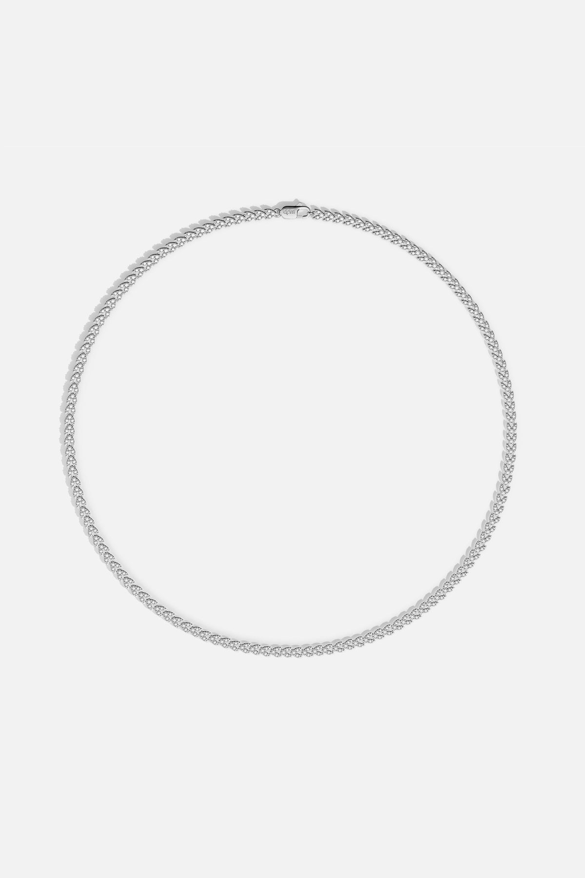 APM chain necklace in rhodium finish, an effortless shimmer for every day.