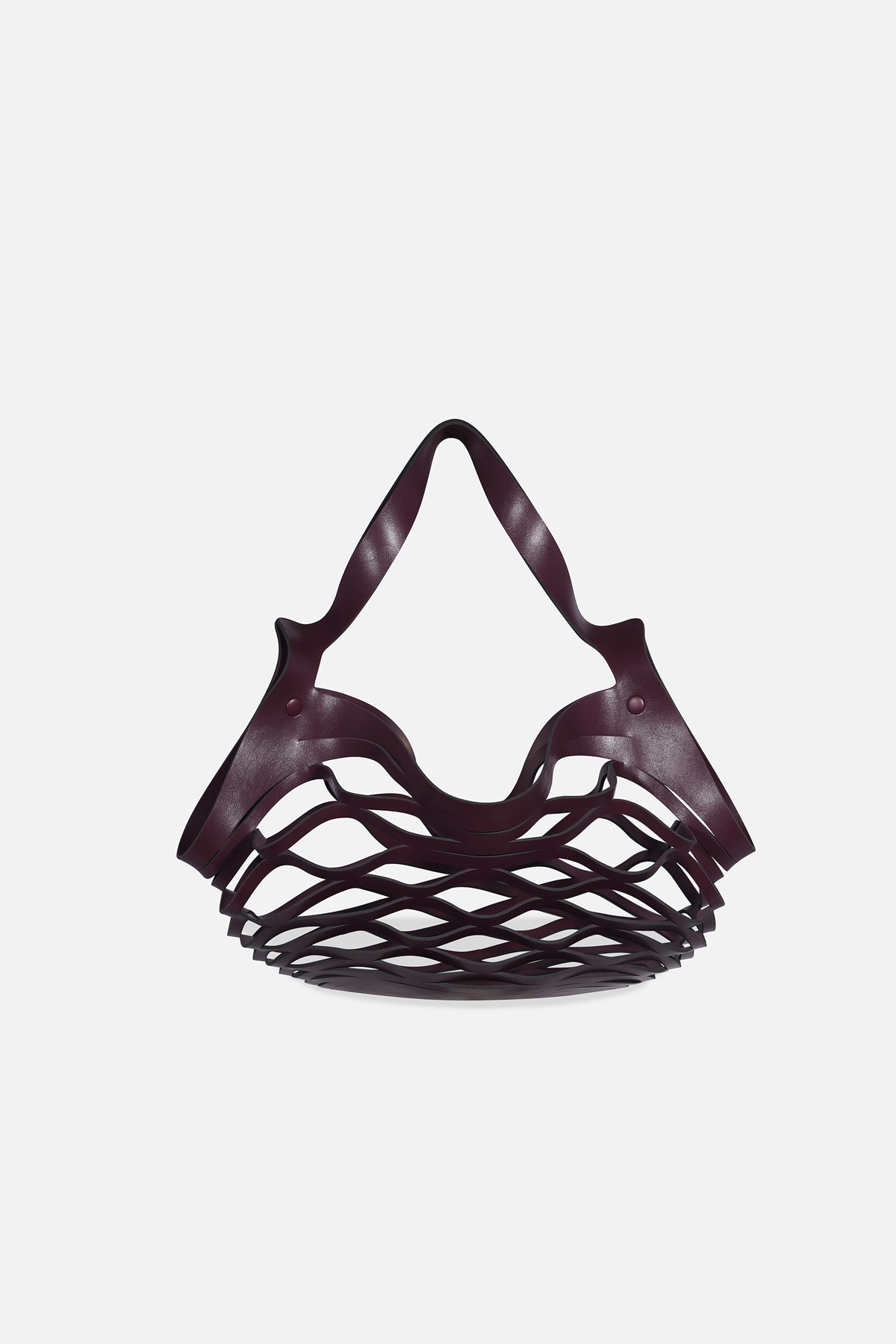 APM Monaco net bag in deep burgundy, sculpted curves for effortless modern allure.