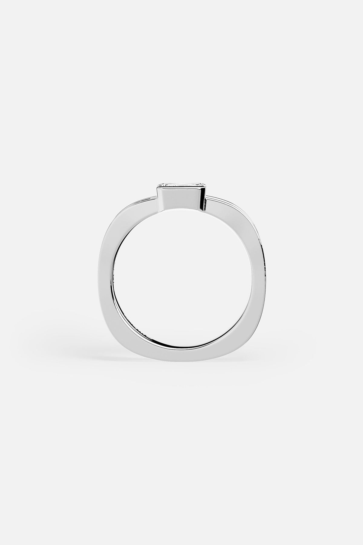 APM Ring in rhodium finish, sleek architectural lines with a quiet modern edge.