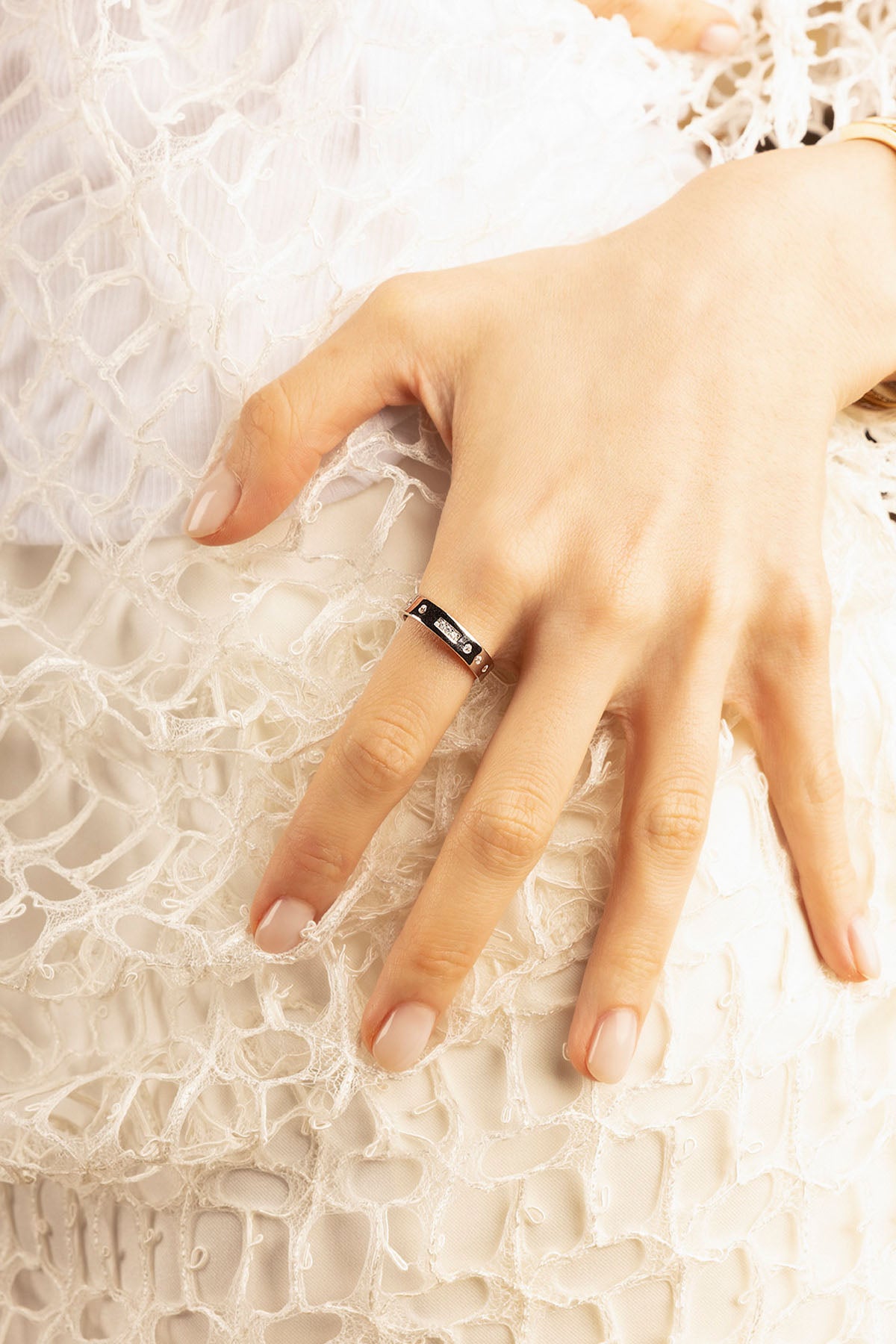 APM Monaco SMILE Morse Code Ring in Silver 