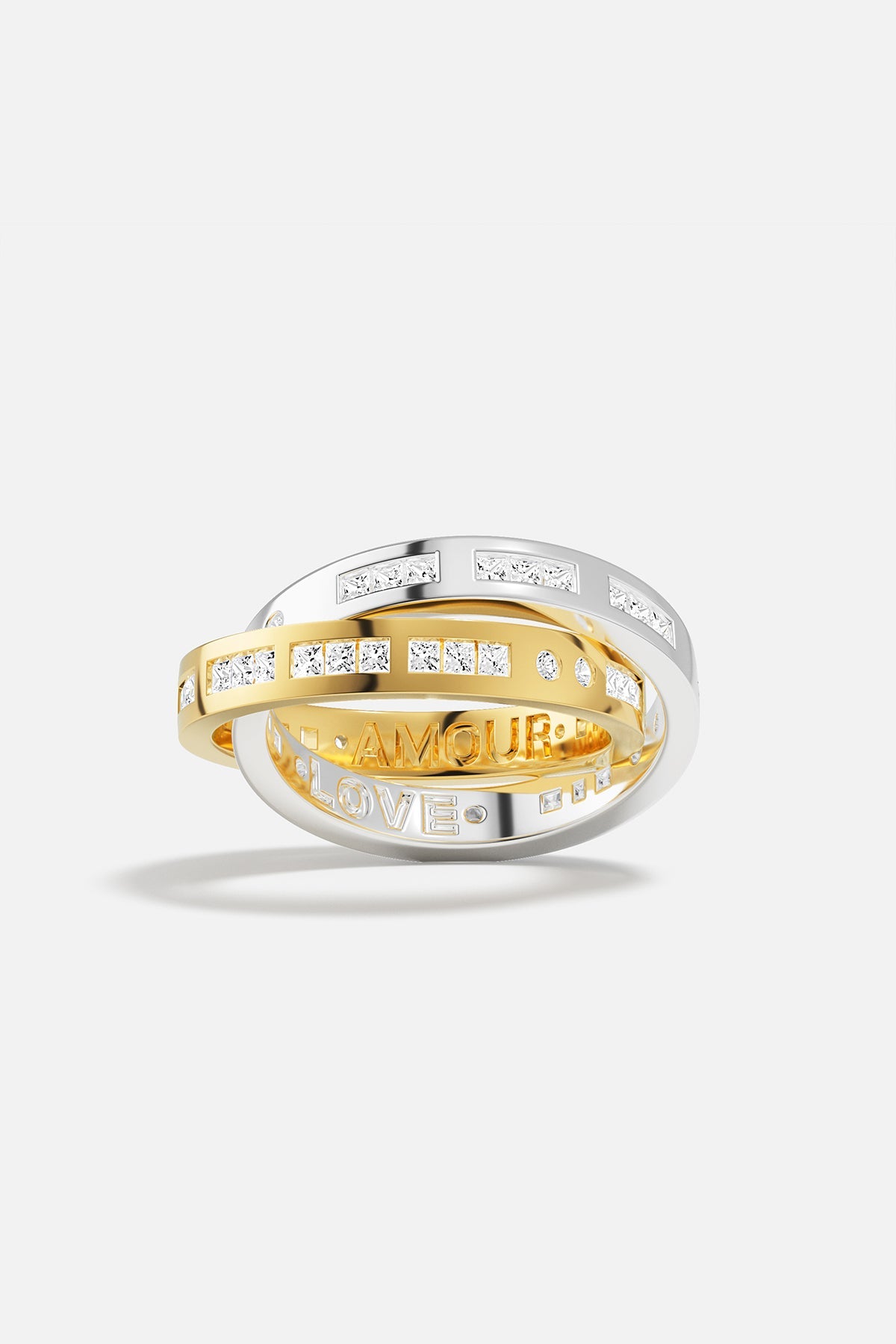 APM Monaco Intertwined Amour Love Morse Code Ring in Silver and Gold
