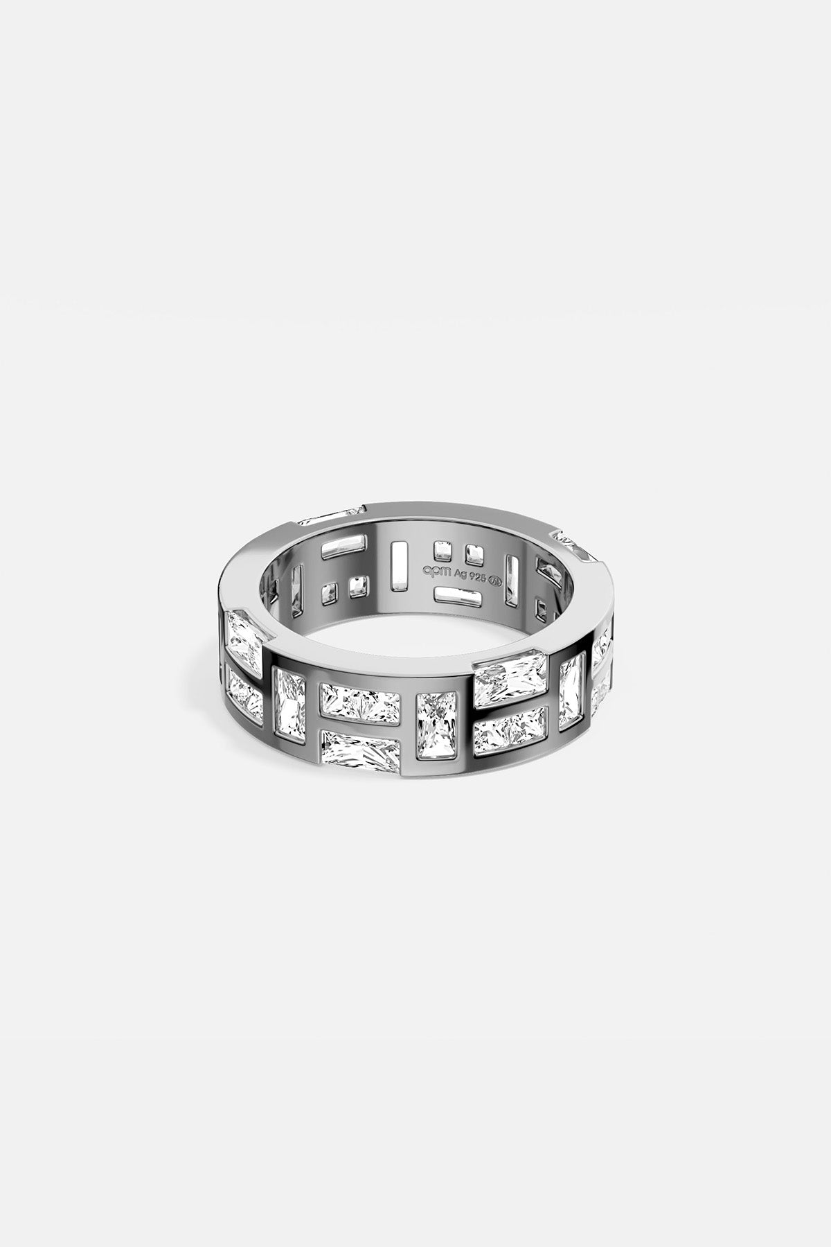 APM MONACO labyrinth ring in silver with white stones