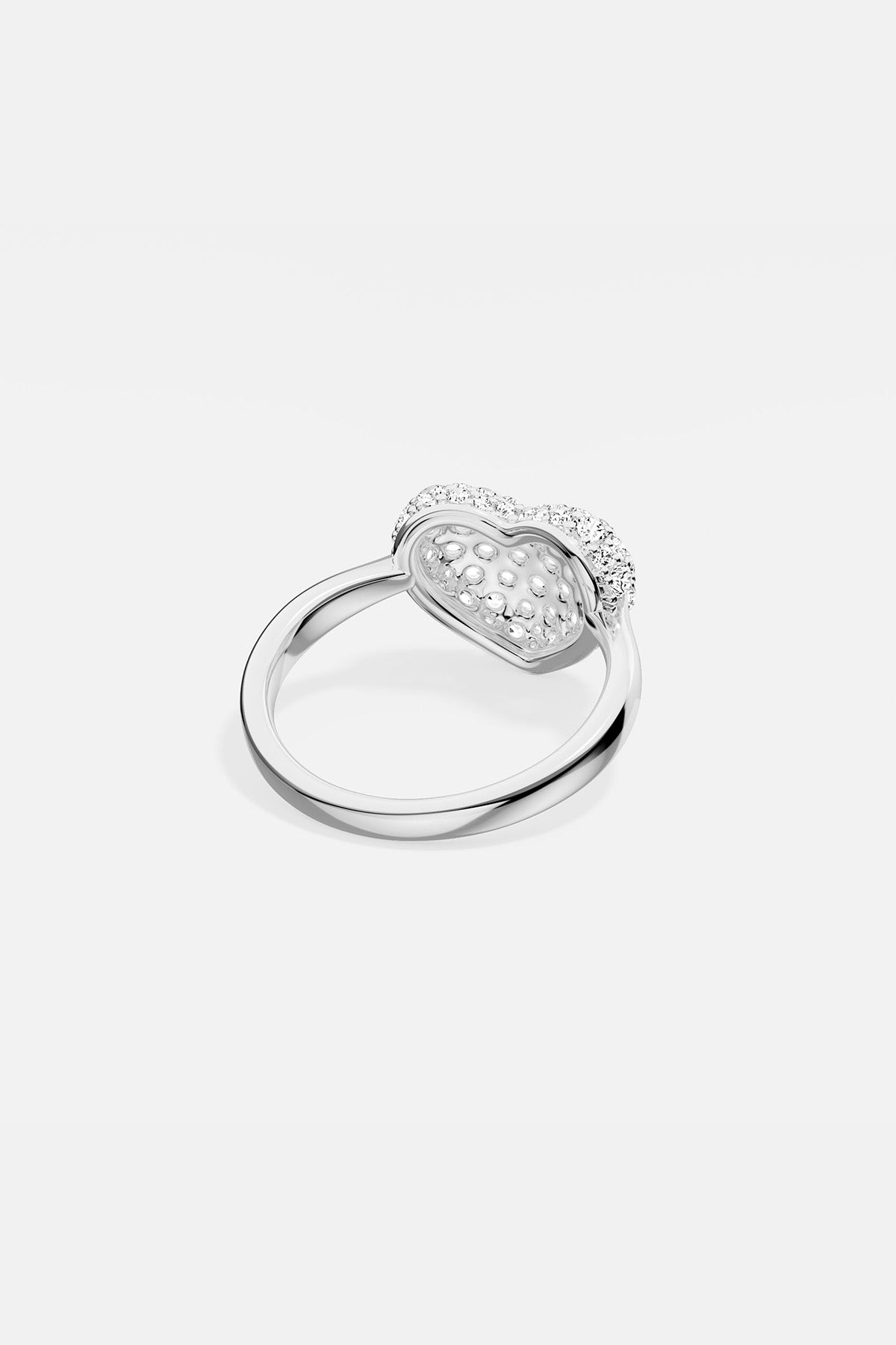 APM MONACO heart-shaped ring in silver on a white background