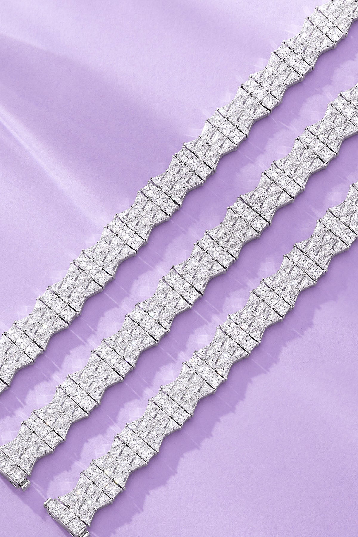 Art Deco Pavé Bracelet on a purple background