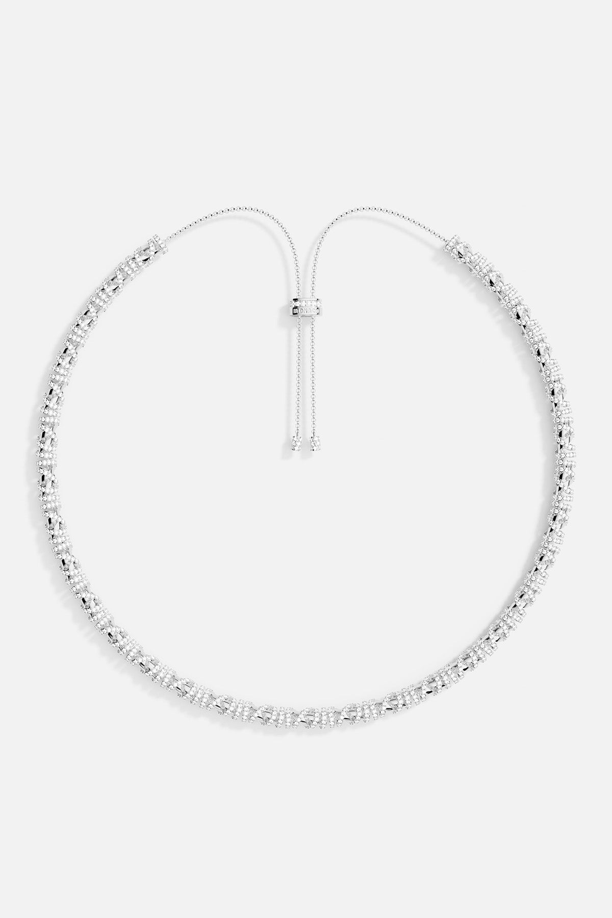 APM MONACO silver enlace adjustable necklace on white background