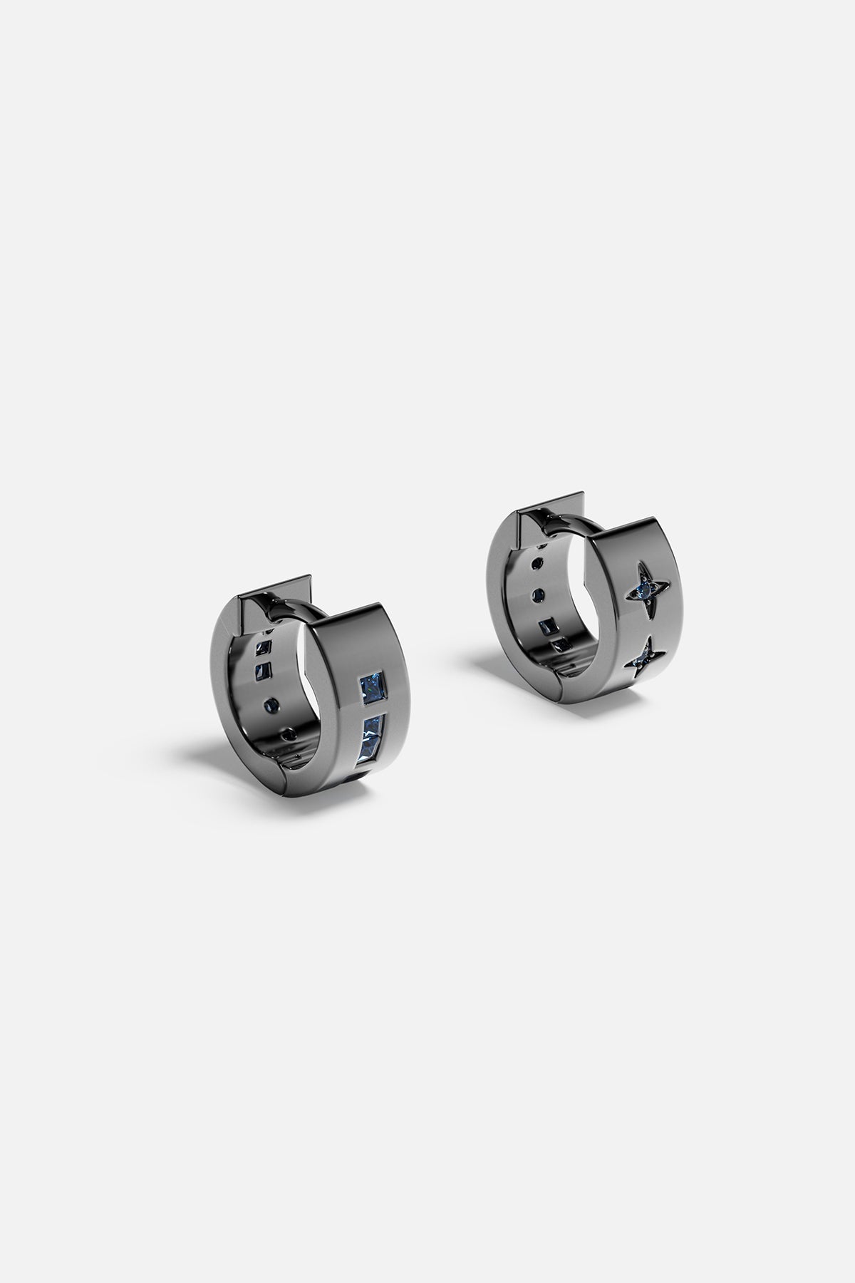 APM Monaco Blue LOVE Morse Code Huggie Earrings 