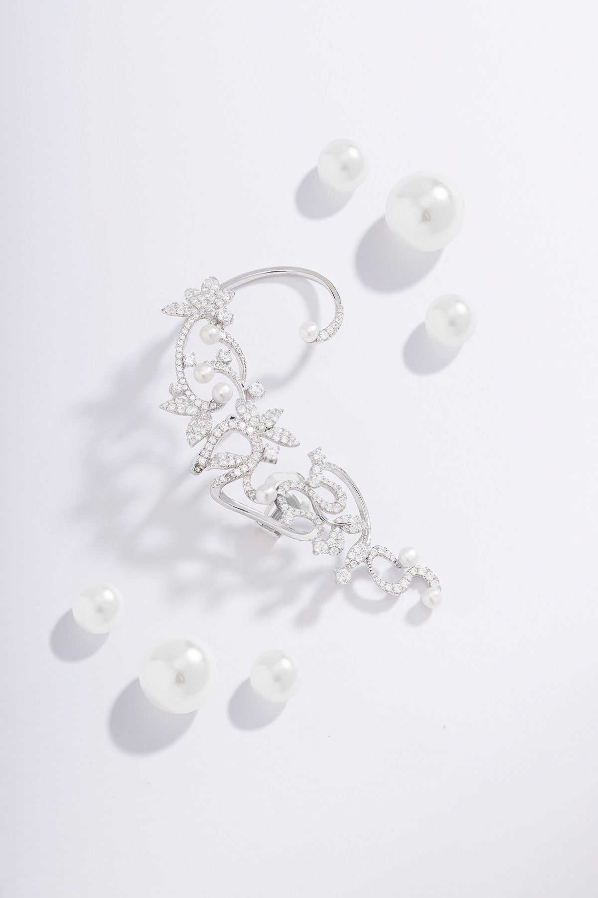Single Flower Ear Cuff with Pearls