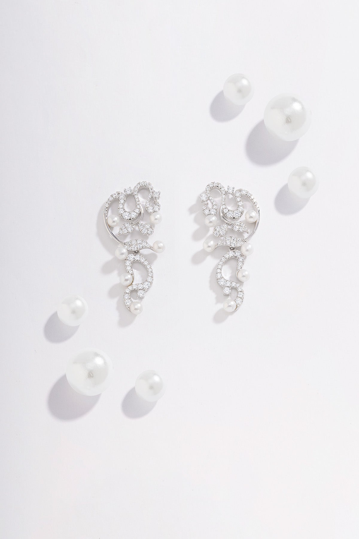 Flower Drop Earrings with Pearls
