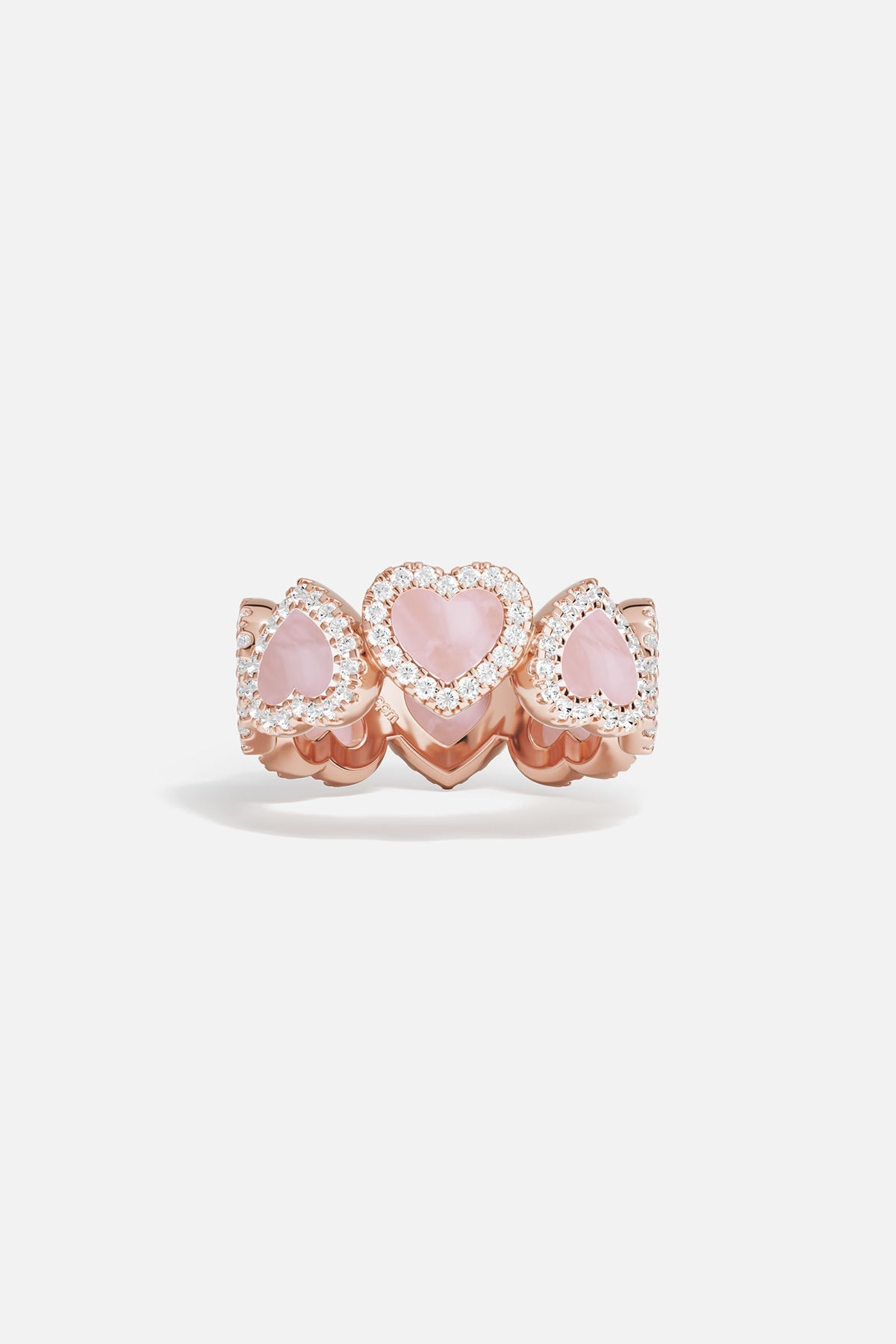 APM monaco ピンクマザーオブパール ハートリング Pavé Pink Nacre Full Heart Ring | APM Monaco