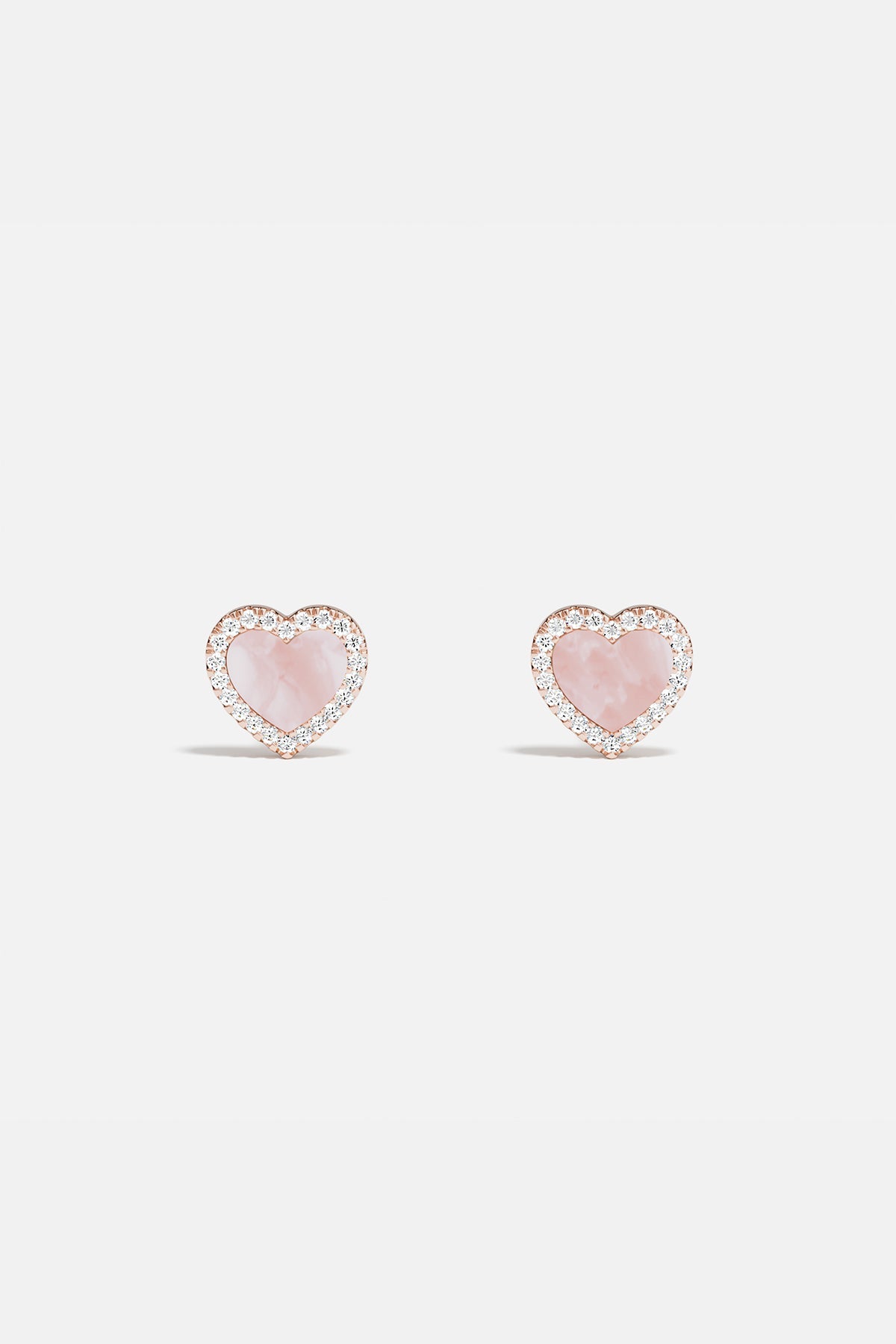 Pink Nacre Heart Stud Earrings | APM Monaco