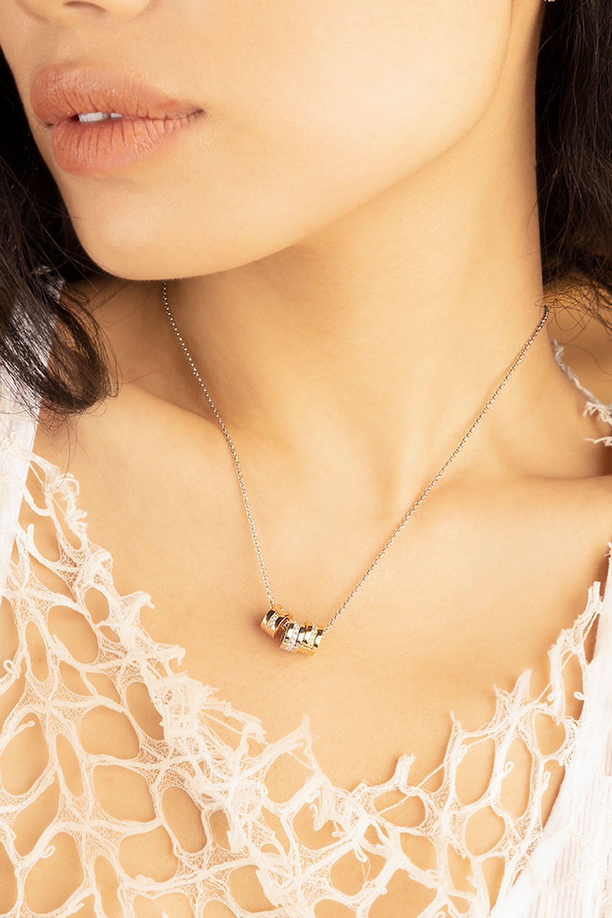 APM Monaco Morse Code Adjustable Necklace in silver