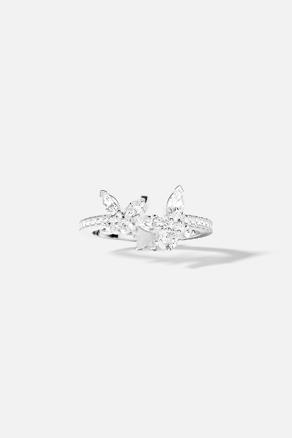 butterfly paved ring on a white background