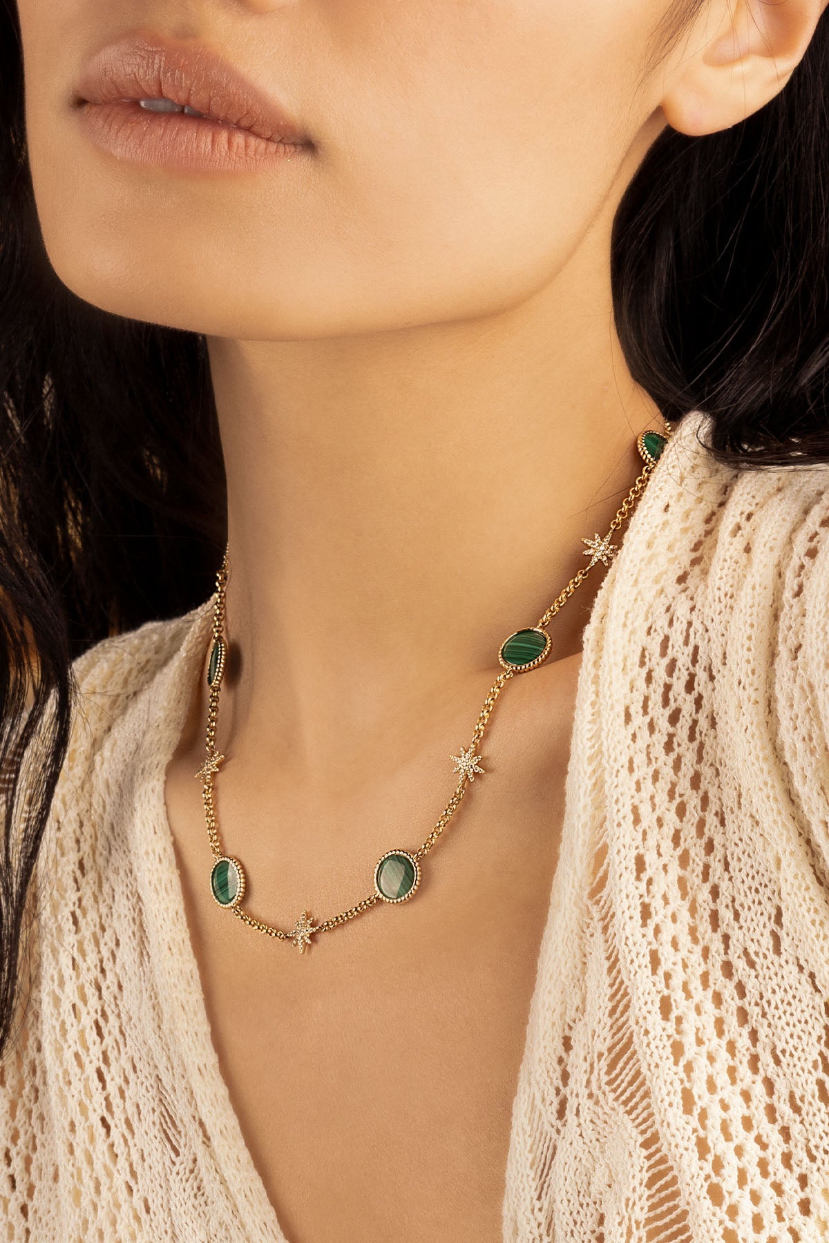 APM Monaco Malachite Météorites Choker in Yellow Gold